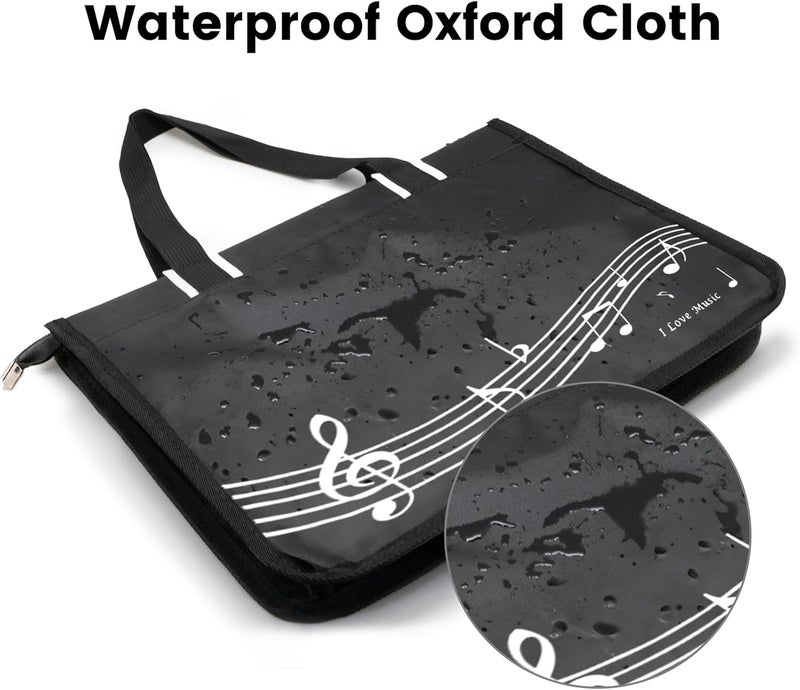 BestSounds Piano Bag, Zipper Waterproof Music Book Tote Bag Piano Accessories for Students Kids, Women, Gifts for Musicians (Black Music) - Image 5